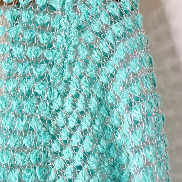 NWT Leshop Y2K Retro Style Turquoise Knit Cardigan Size S - Picture 6 of 13